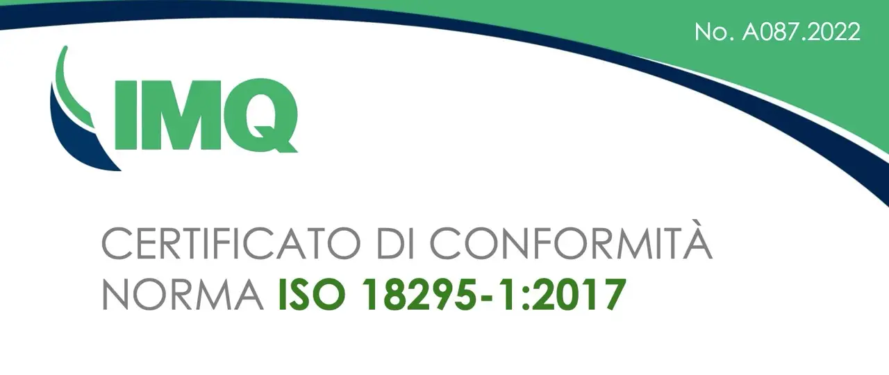 CERTIFICATO DI CONFORMITÀ
NORMA ISO 18295-1:2017