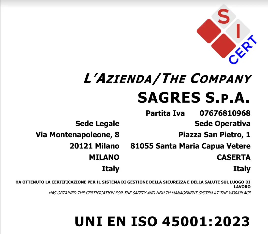 CERTIFICATO ISO 45001 SICERT